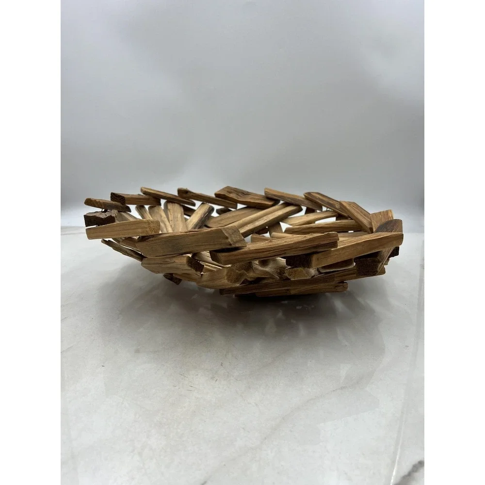 Driftwood Decorative Bowl Basket Handmade Natural Wood Art Centerpiece Beachy
